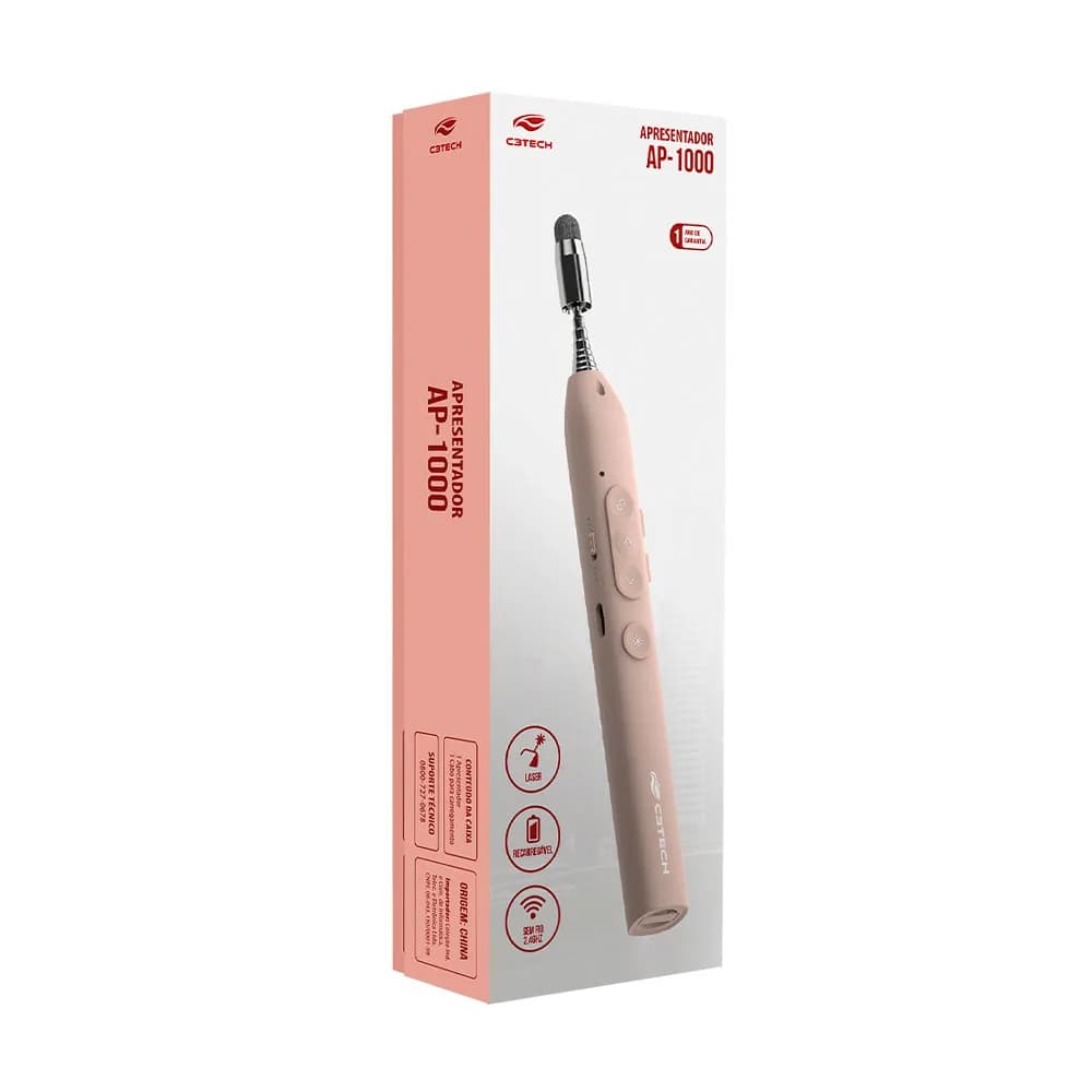 APRESENTADOR C3TECH SEM FIO CHAMPAGNE AP-1000