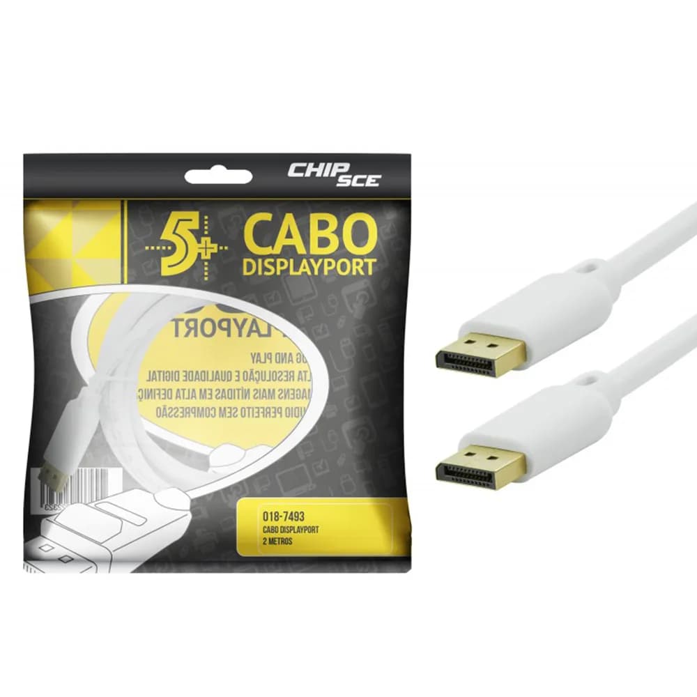 Cabo DisplayPort Macho 2MTS Branco 5+ - 018-7493