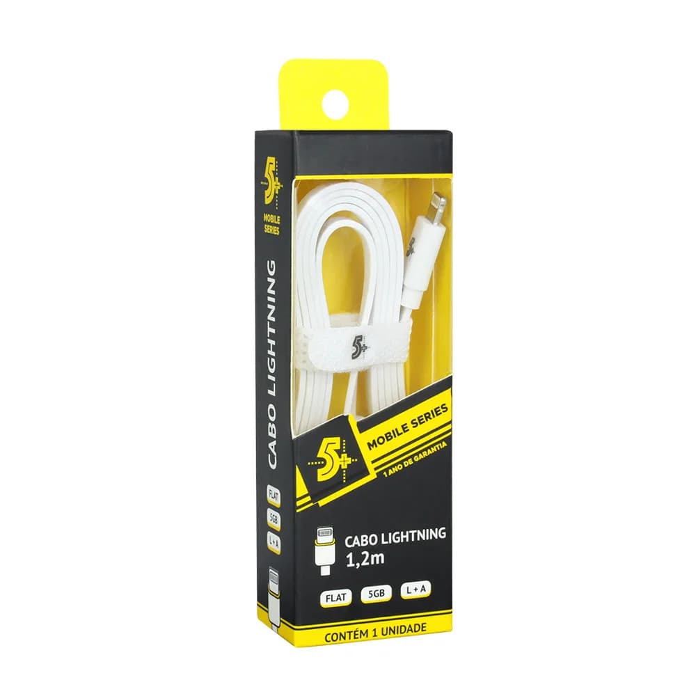 CABO SANTANA LIGHTNING PARA USB A 5GB FLAT 1.20M BRANCO - 018-0031