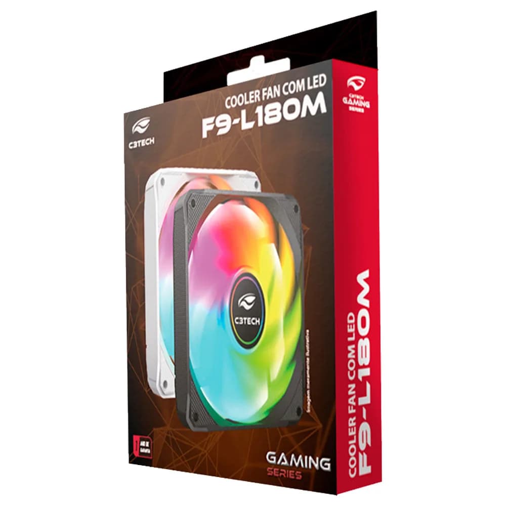 COOLER PARA GABINETE C3TECH RGB PRETO F9-L180BKM 120MM