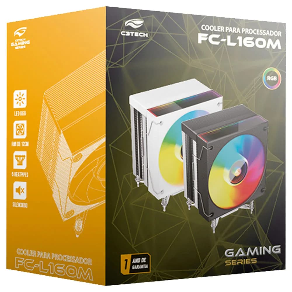 COOLER PARA PROCESSADOR C3TECH MULTICOLOR 120MM FC-L160BKM