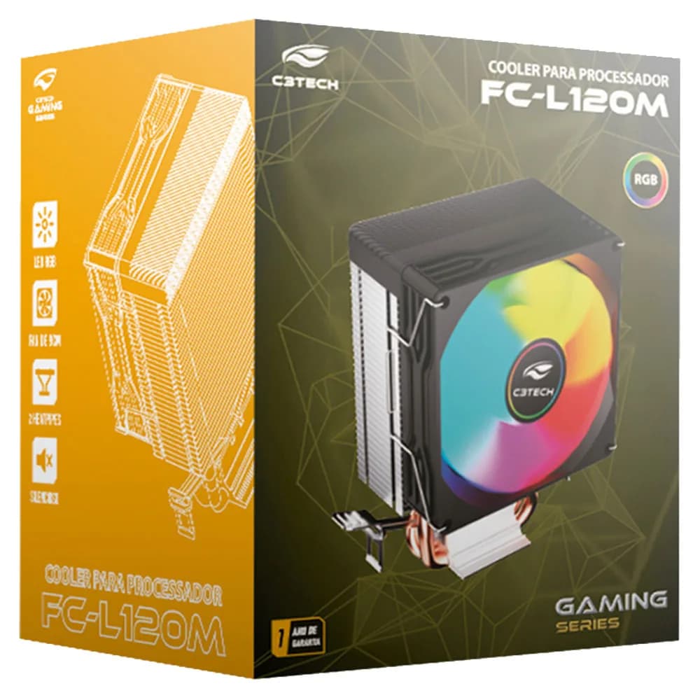 COOLER PARA PROCESSADOR C3TECH MULTICOLOR 90MM FC-L120M