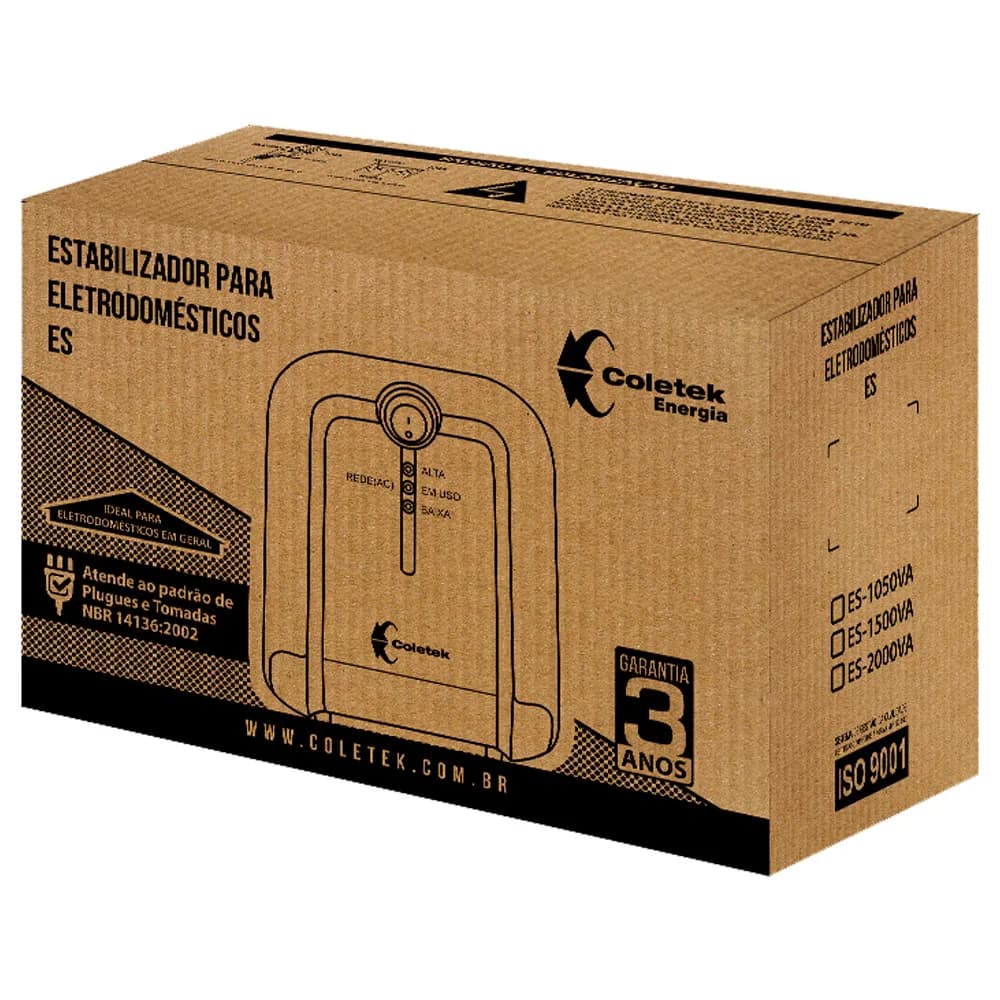 ESTABILIZADOR COLETEK ES-1050VA BIVOLT AUTOMATICO/115V