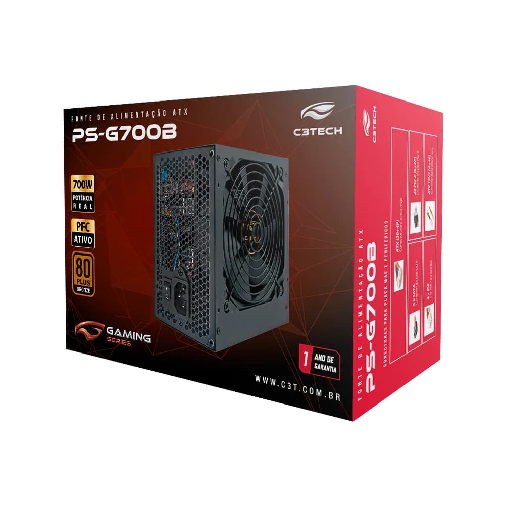 FONTE DE ALIMENTACAO C3TECH 700W 80 PLUS BRONZE PS-G700B