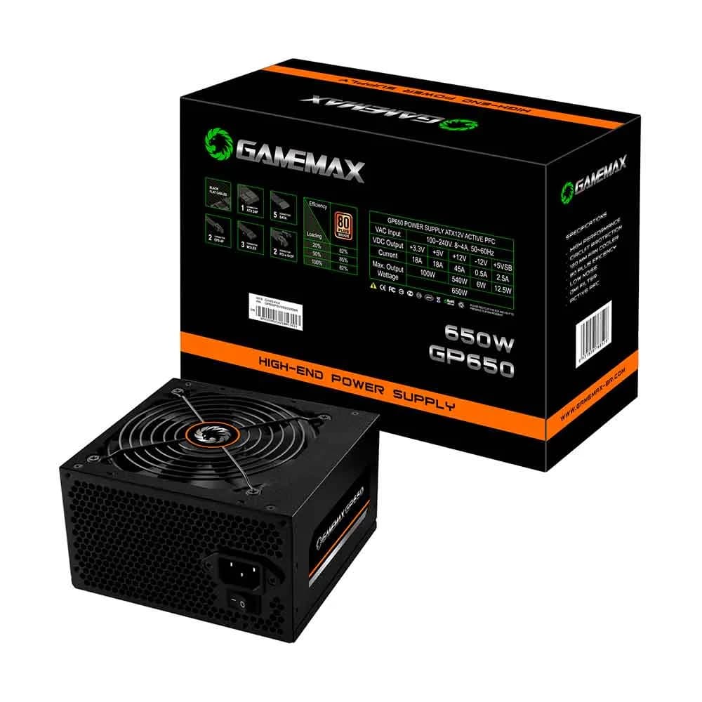 FONTE DE ALIMENTACAO GAMEMAX 650W 80 PLUS BRONZE - GP650
