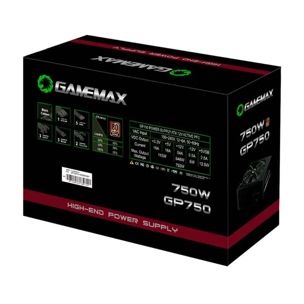 FONTE DE ALIMENTACAO GAMEMAX 750W 80 PLUS BRONZE - GP750