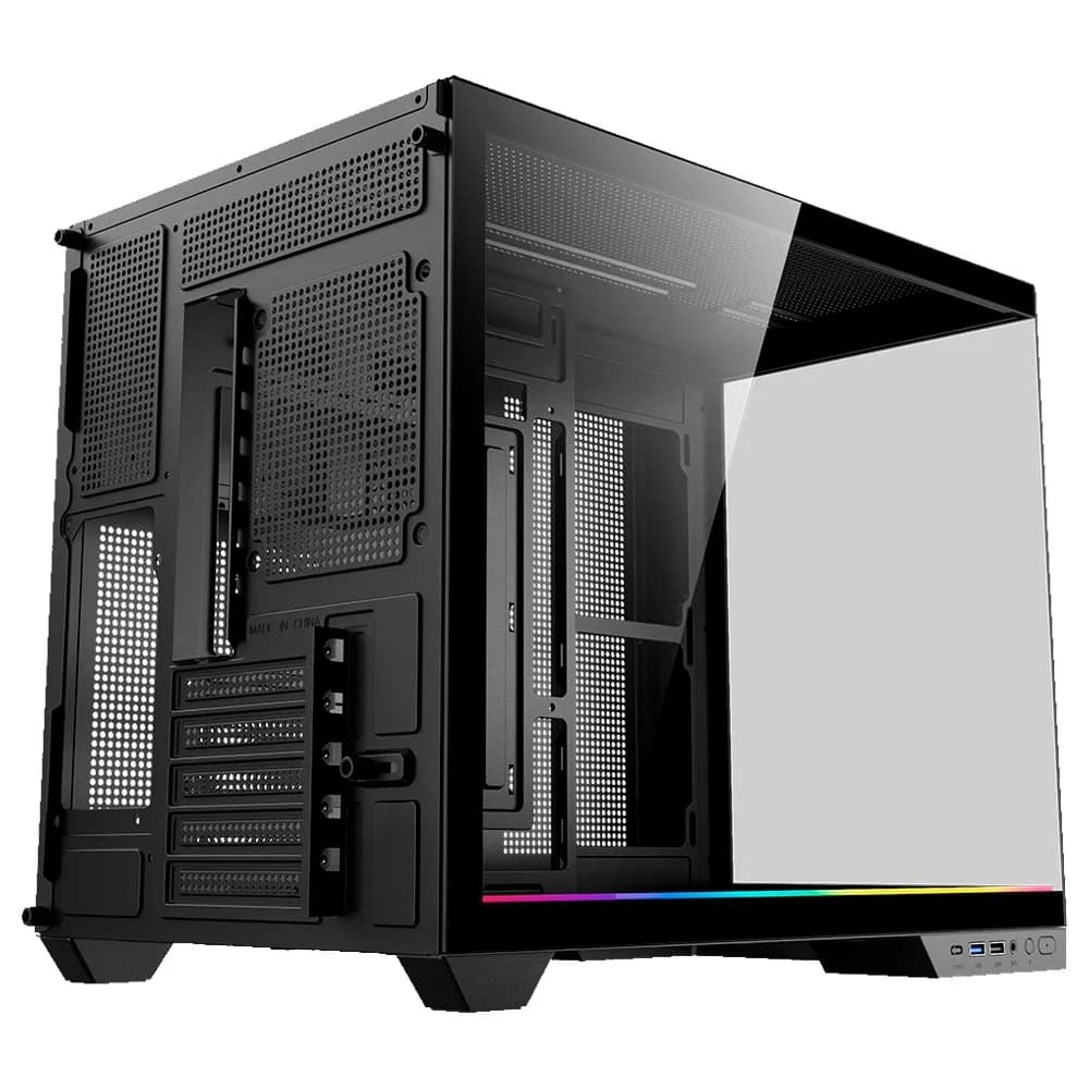 GABINETE GAMER KALKAN SAGA RGB PRETO SEM FAN KLK00044