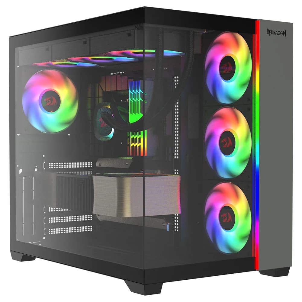 GABINETE GAMER REDRAGON TESSERACT RGB SEM FAN PRETO CA-614B