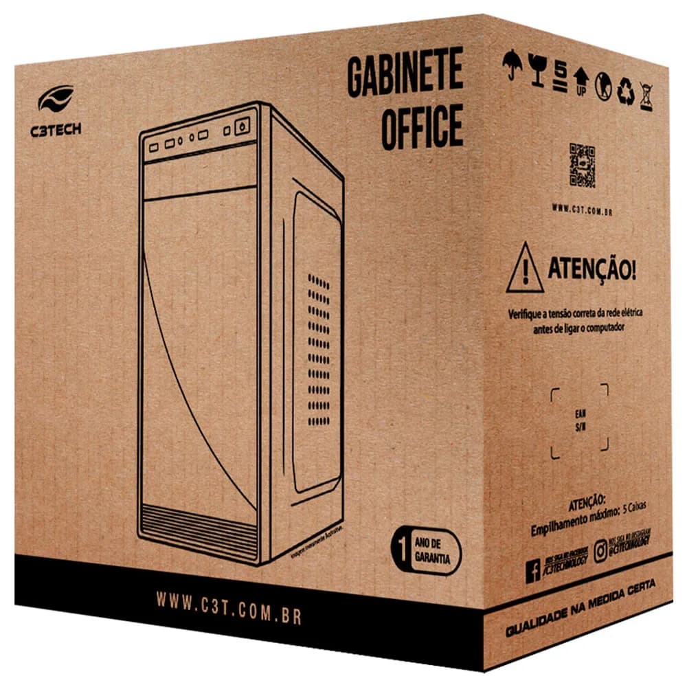 GABINETE MICRO-ATX C3TECH MT-36BK COM FONTE 200W
