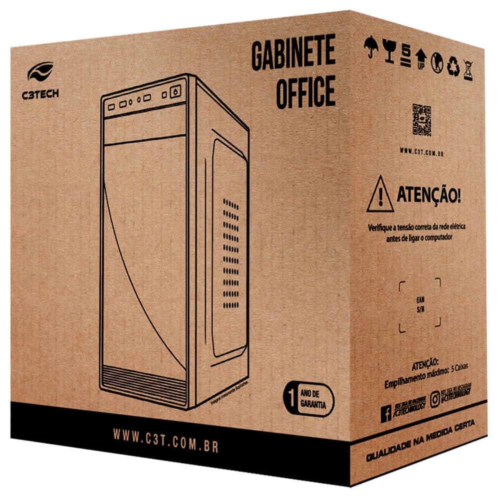 GABINETE MICRO-ATX C3TECH MT-37BK COM FONTE 200W