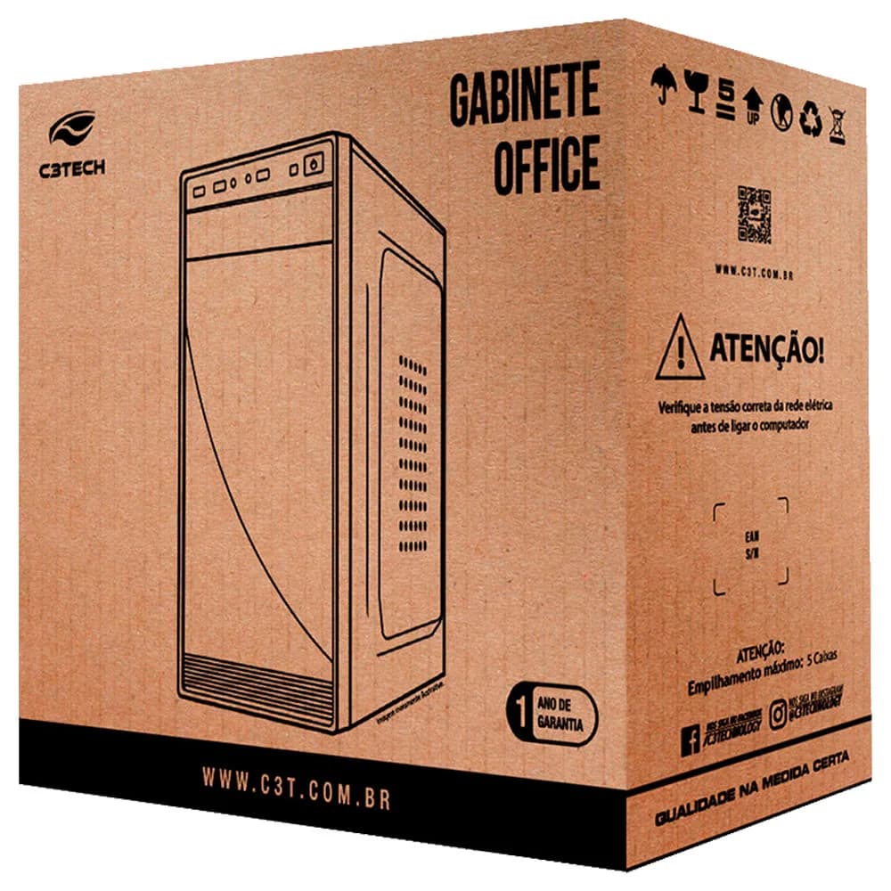 GABINETE MICRO-ATX C3TECH MT-38BK COM FONTE 200W