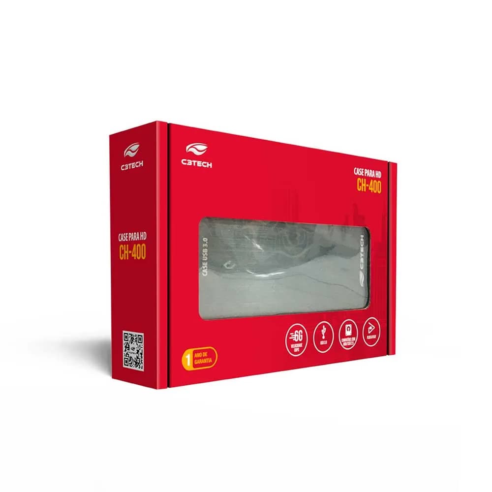 GAVETA C3TECH PARA HD EXTERNO 2,5" USB 3.0 CH-400CB PRETO