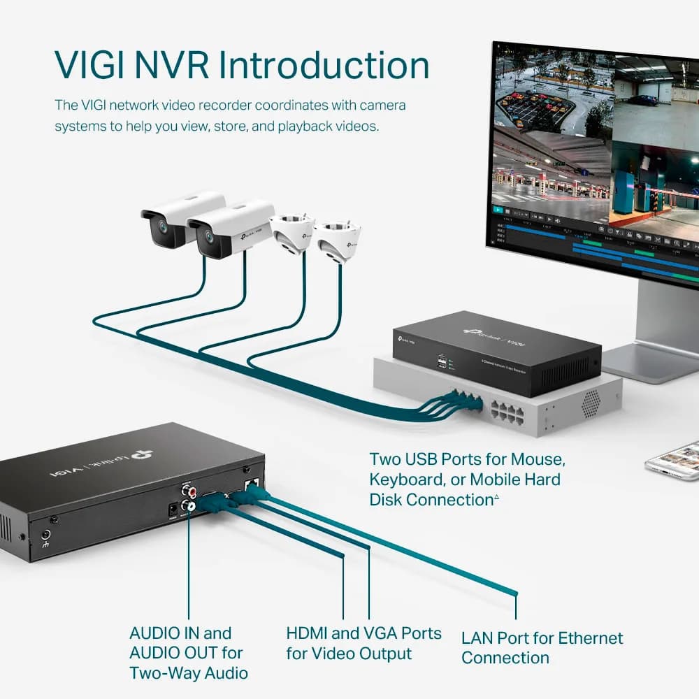 GRAVADOR NVR DE VIDEO DE REDE 8 CANAIS VIGI NVR1008H TPLINK