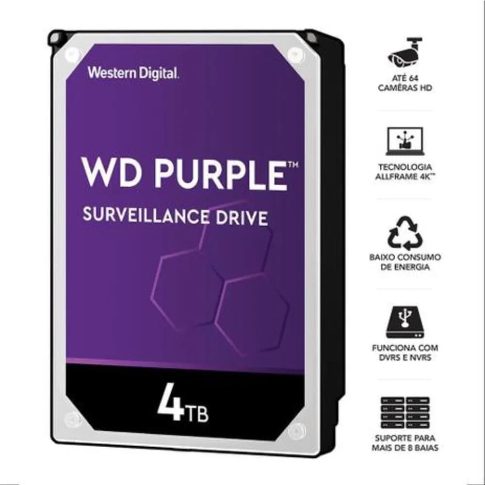 HDD WD Purple 4 TB para Segurança / Vigilancia / DVR - WD43PURZ