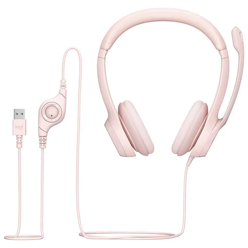 Headset Logitech H390 - Rosa