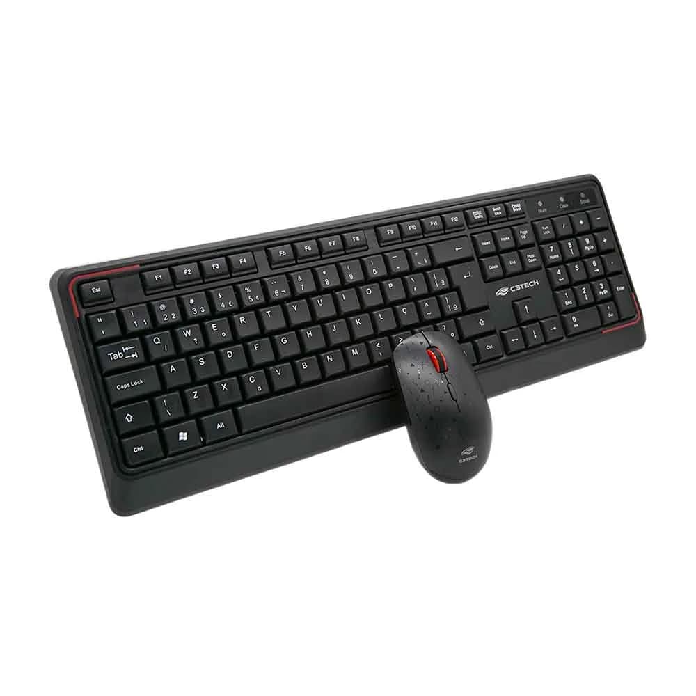 KIT MOUSE E TECLADO C3TECH SEM FIO PRETO K-W70BK