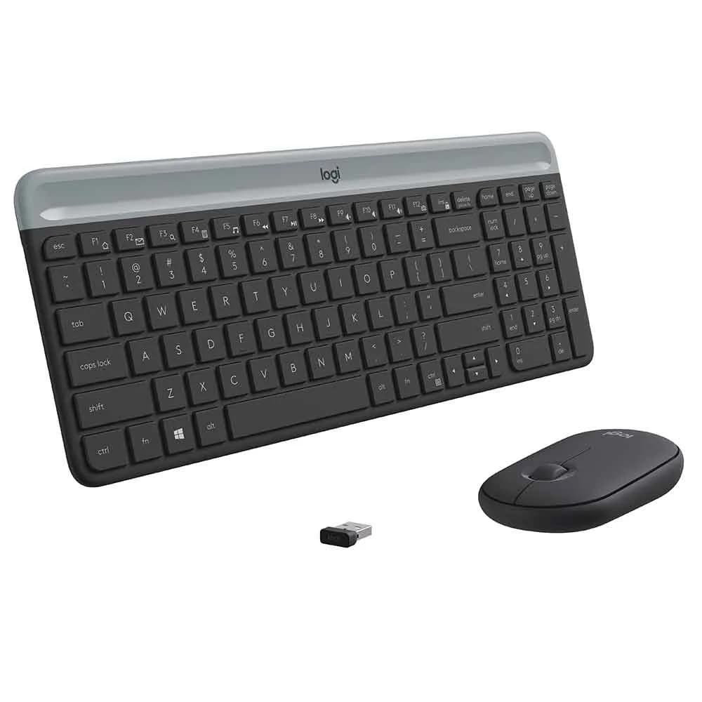 KIT MOUSE E TECLADO LOGITECH MK470 SLIM SEM FIO USB GRAFITE