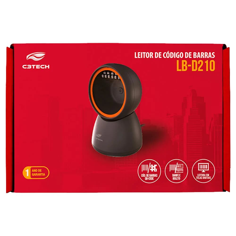 LEITOR DE CODIGO DE BARRAS C3TECH 1D/2D USB LB-D210