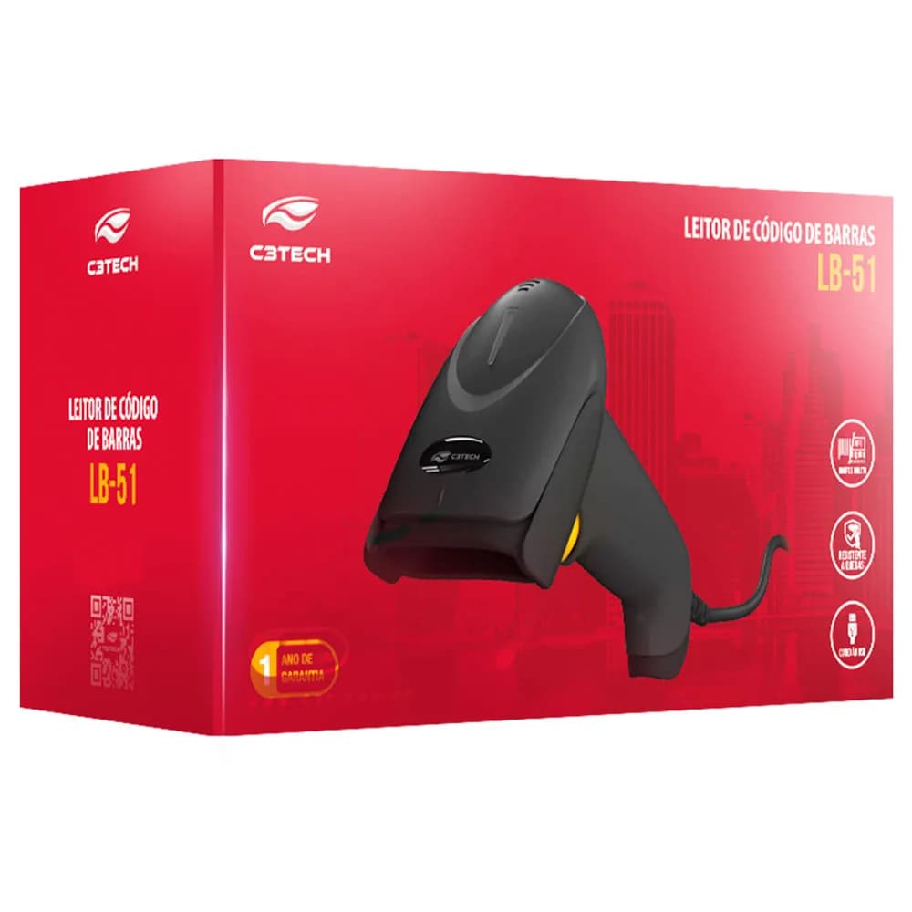 LEITOR DE CODIGO DE BARRAS LASER C3TECH LB-51BK
