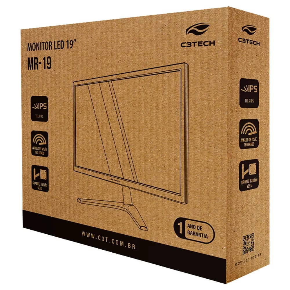 MONITOR LED 19" C3TECH MR-19 HD / VESA / VGA / HDMI / 60HZ / 5MS