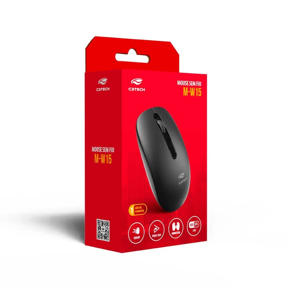 MOUSE C3TECH SEM FIO PRETO M-W15RBK