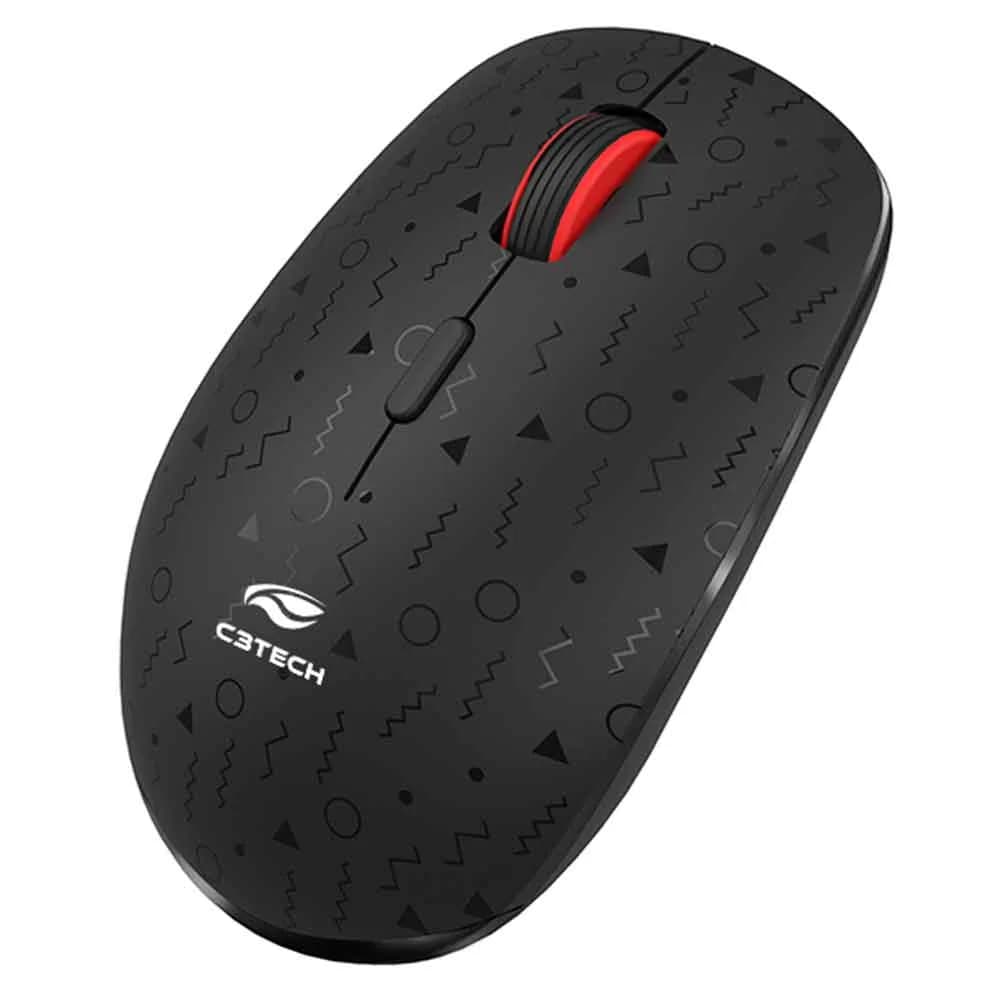 MOUSE C3TECH SEM FIO RECARREGAVEL M-W90BK PRETO
