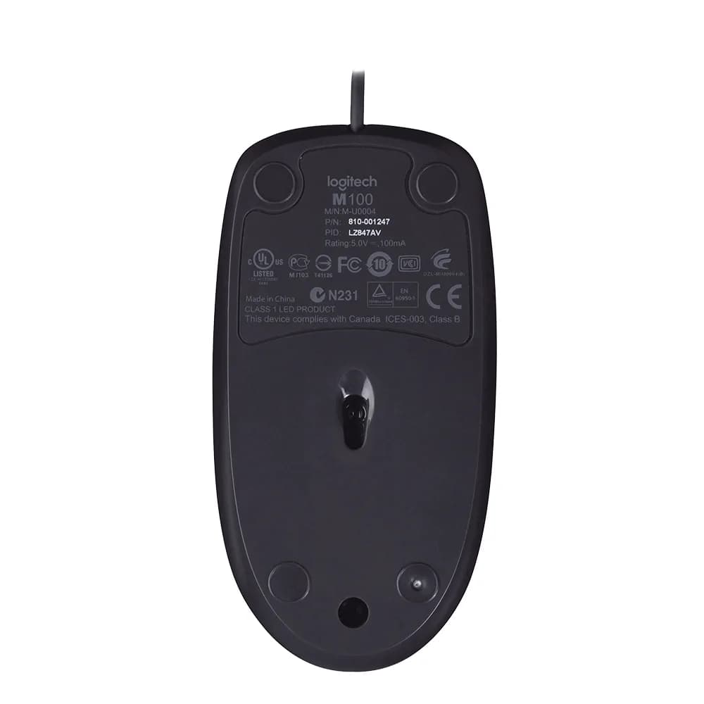 MOUSE LOGITECH M100 OPTICO USB PRETO