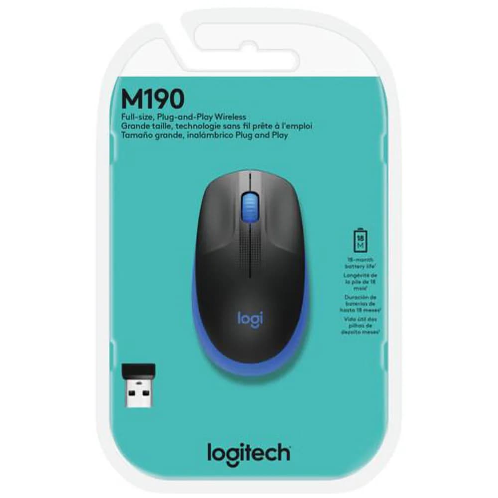 MOUSE LOGITECH M190 SEM FIO AZUL