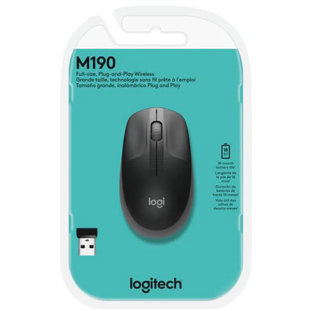 MOUSE LOGITECH M190 SEM FIO CINZA