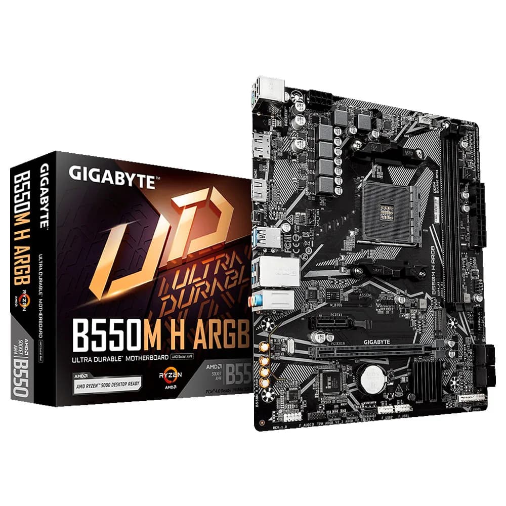 Placa Mãe (AMD) Gigabyte B550M H ARGB 1.0 DDR4 AM4