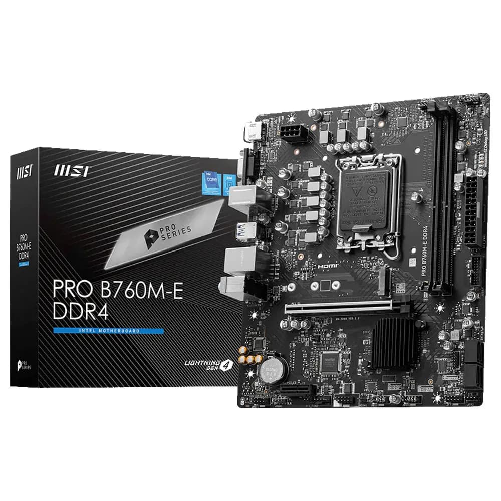 Placa Mãe (Intel) MSI Pro B760M-E DDR4 LGA1700 12° 13° e 14° Geração