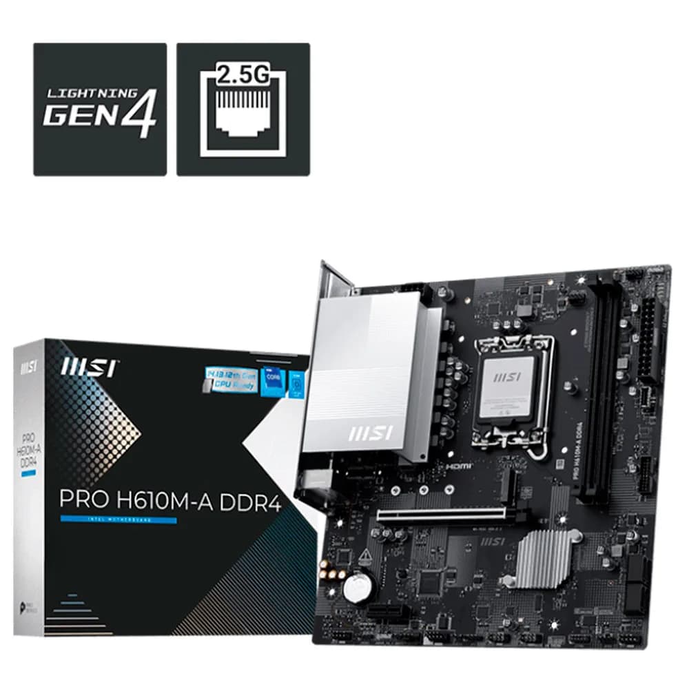 PLACA MAE (INTEL) MSI PRO H610M-A DDR4 LGA1700 12° 13° E 14° GERACAO