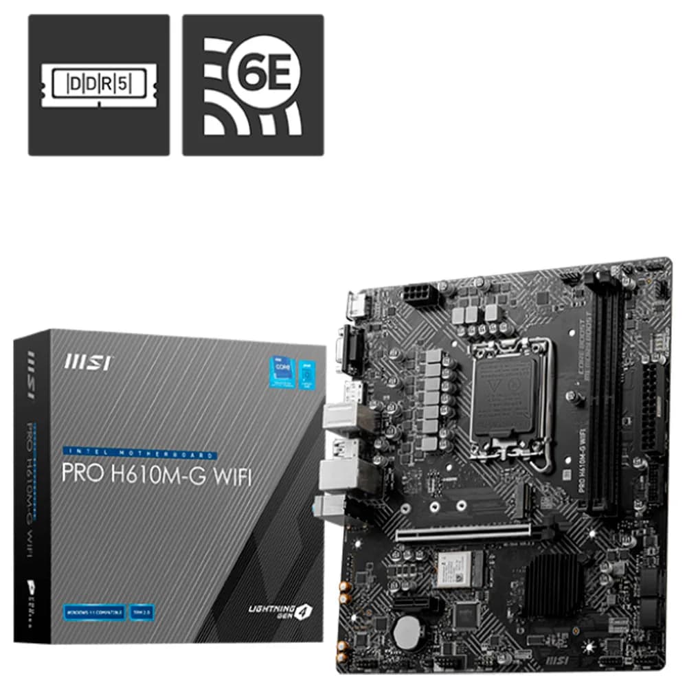 Placa Mãe (Intel) MSI Pro H610M-G Wi-Fi DDR5 LGA1700 12° 13° e 14° Geração