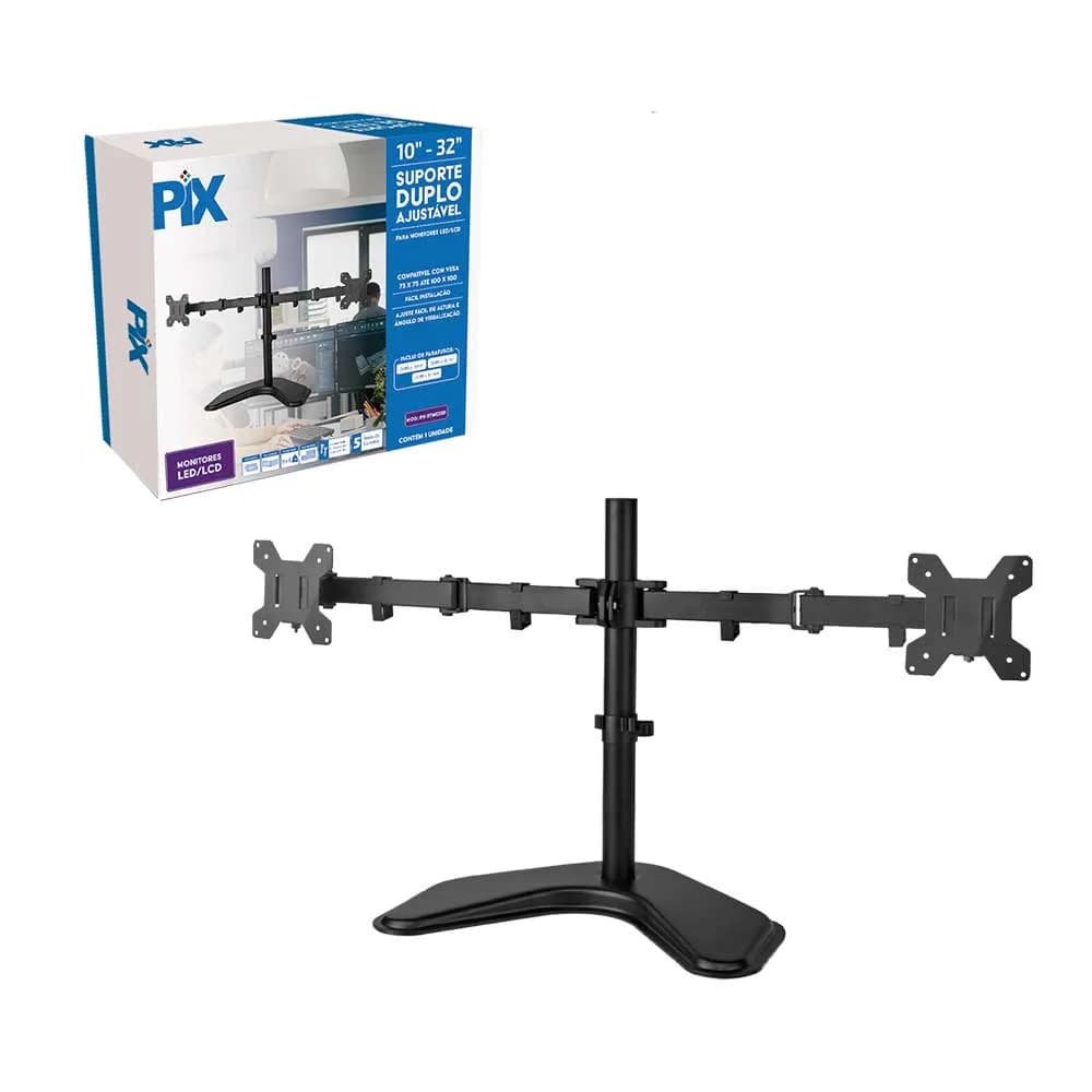 Suporte Monitor Santana Ajustável para 2 Monitores 10" a 32" - 079-0076