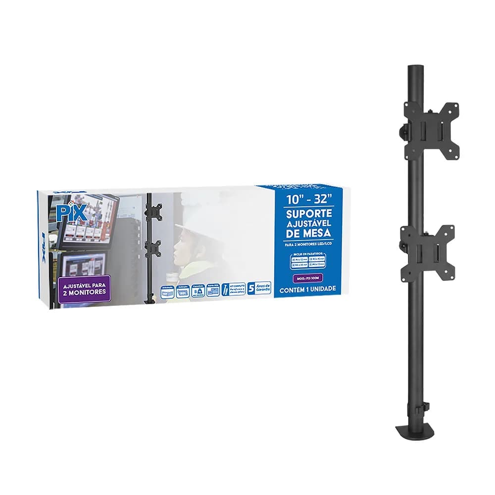 Suporte Monitor Santana Ajustável para 2 Monitores 10" a 32" - 079-0084