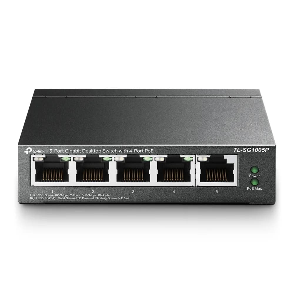 Switch de Mesa Gigabit 5 Portas TP-Link 4 Portas PoE+ TL-SG1005P