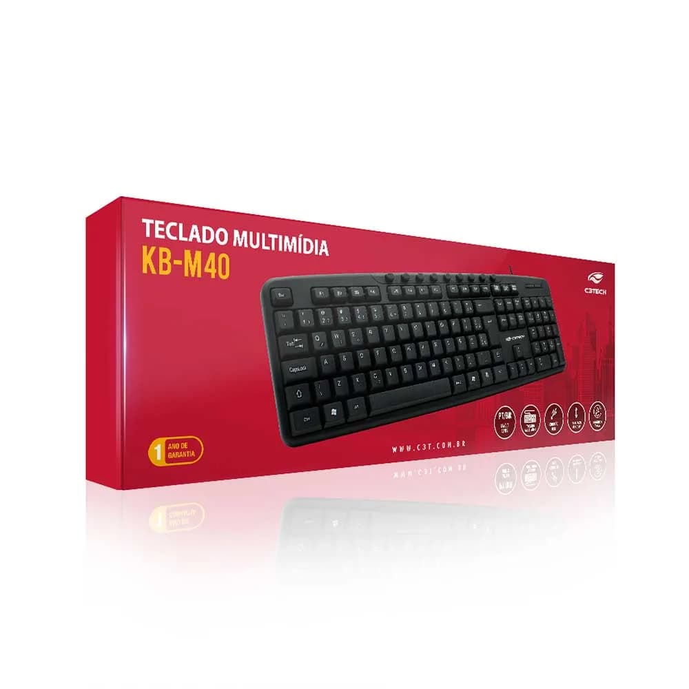 TECLADO C3TECH MULT USB PRETO - KB-M40BK