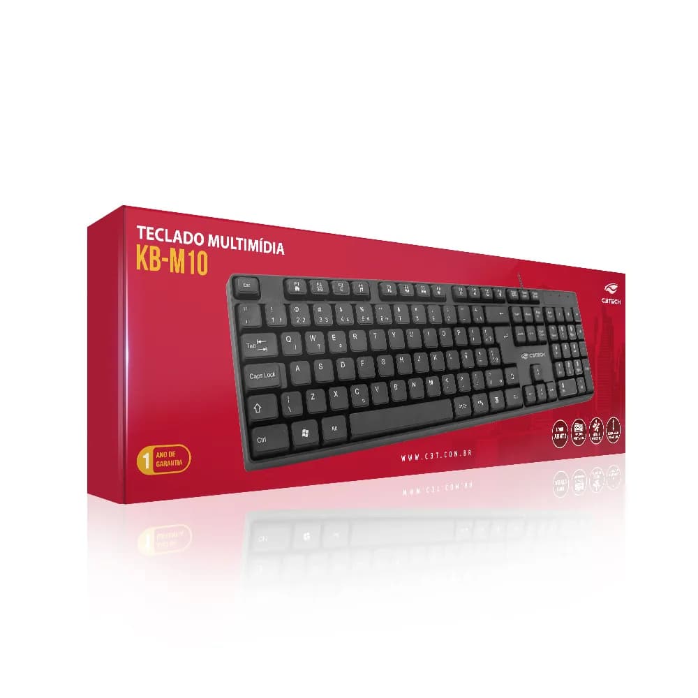 TECLADO C3TECH USB MULTIMIDIA KB-M10BK PRETO
