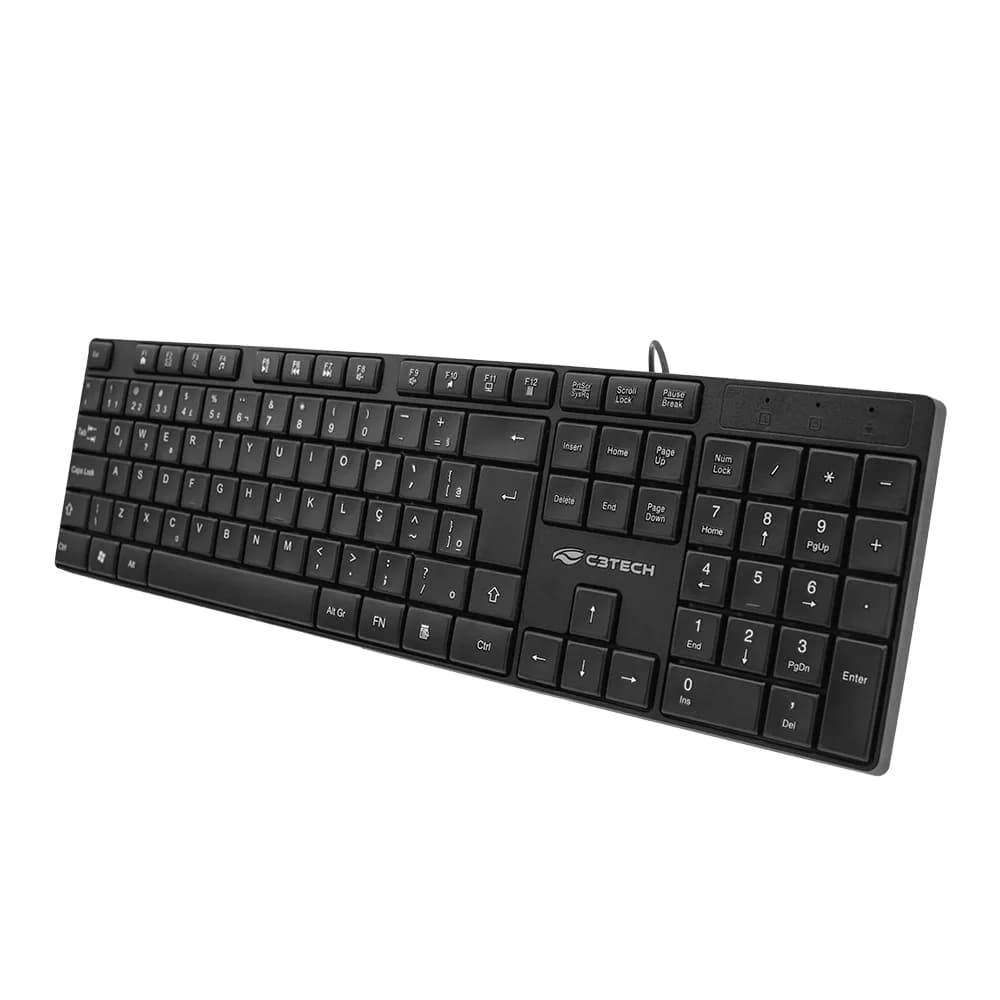 Teclado C3Tech USB Multimídia KB-M11BK 2 Metros Preto