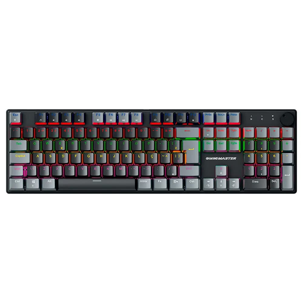 Teclado K-Mex Mecânico Gamer Shadowscope KHY628 Preto e Cinza