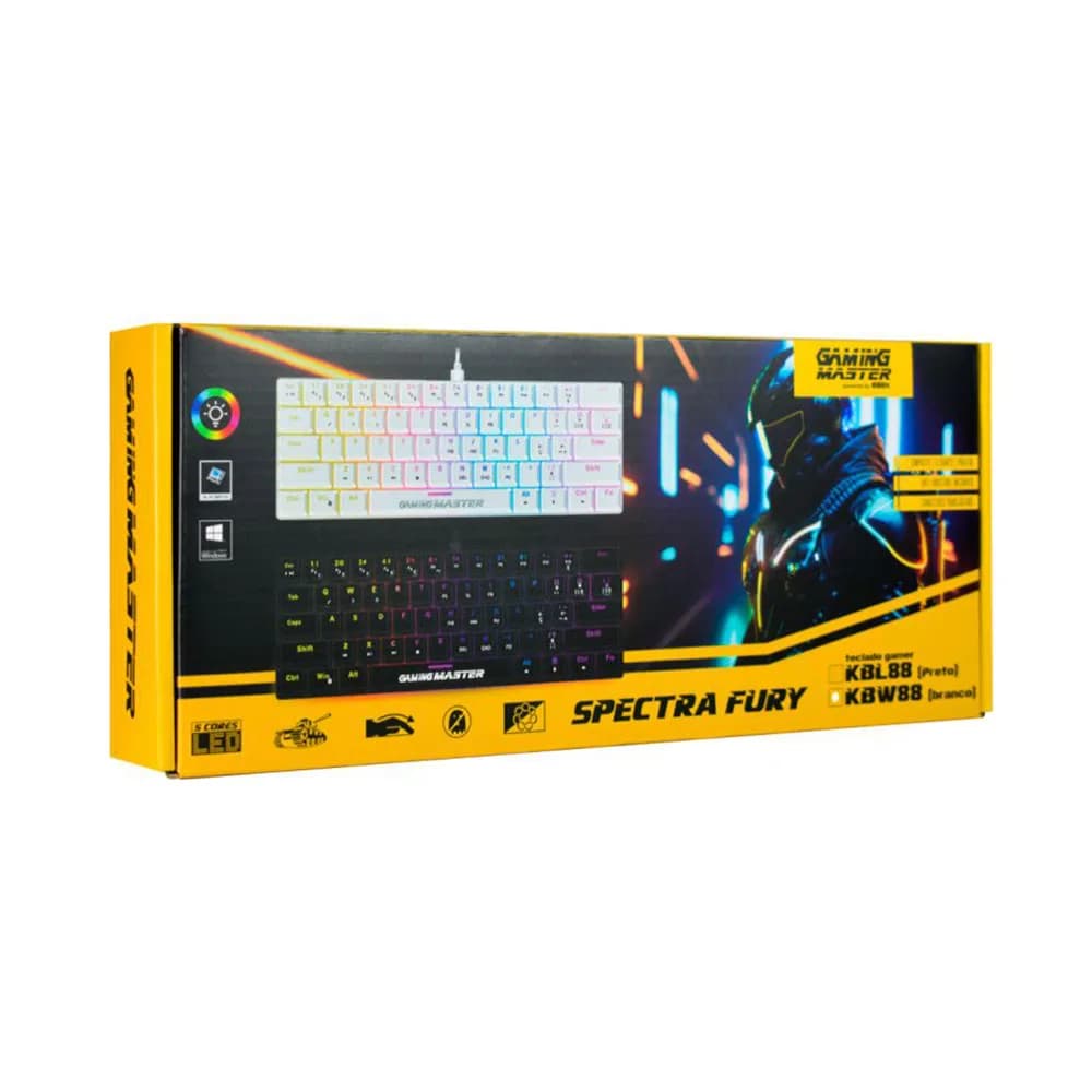 TECLADO K-MEX MECANICO GAMER SPECTRAFURY BRANCO KBW8 RBG