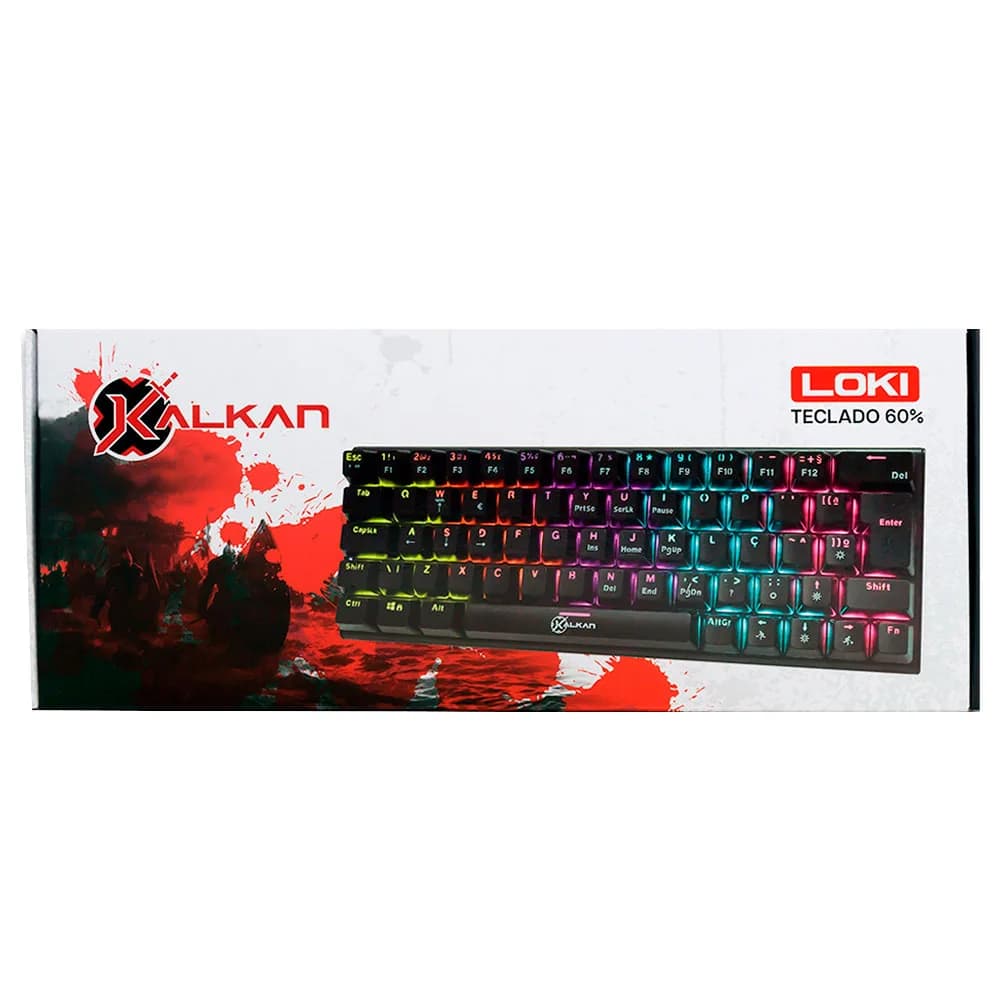 TECLADO KALKAN MECANICO GAMER LOKI 60% PRETO SWITCH BROWN KLK00015
