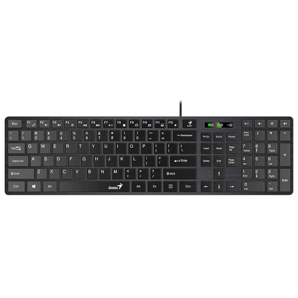 TECLADO MULTIMIDA GENIUS SLIMSTAR SS-126 USB PRETO ABNT 2
