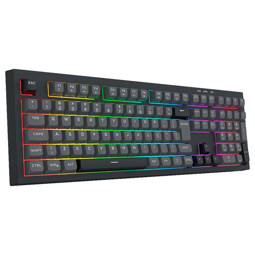 TECLADO REDRAGON MEMBRANA GAMER CRUX RGB FULL SIZE COM FIO K518-RGB-GB