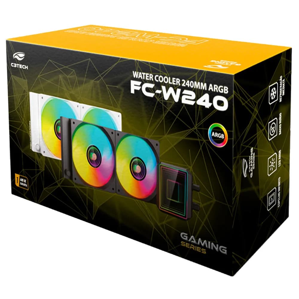 WATER COOLER C3TECH 240MM FC-W240BKV2 PRETO ARGB