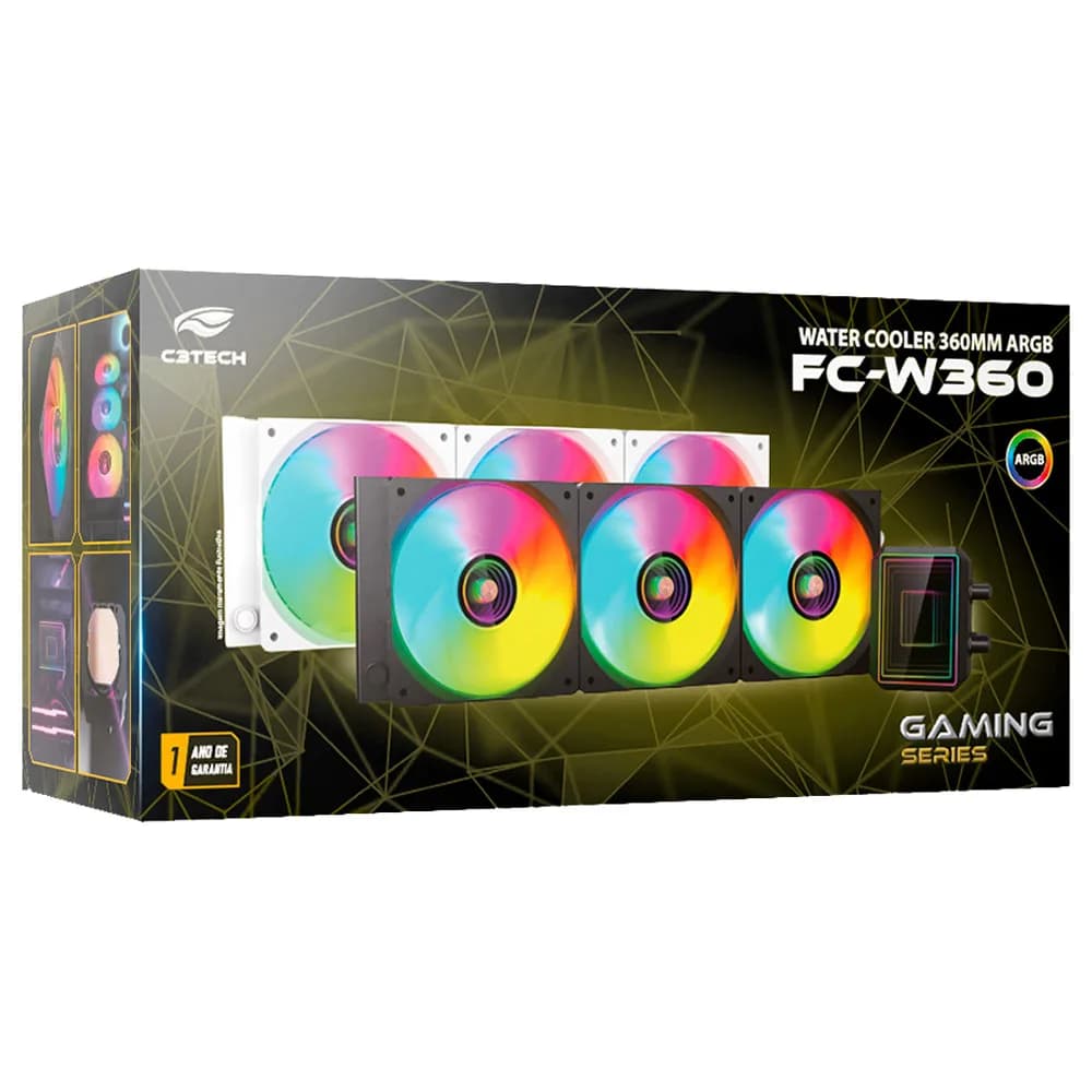 WATER COOLER C3TECH 360MM FC-W360BKV2 PRETO ARGB