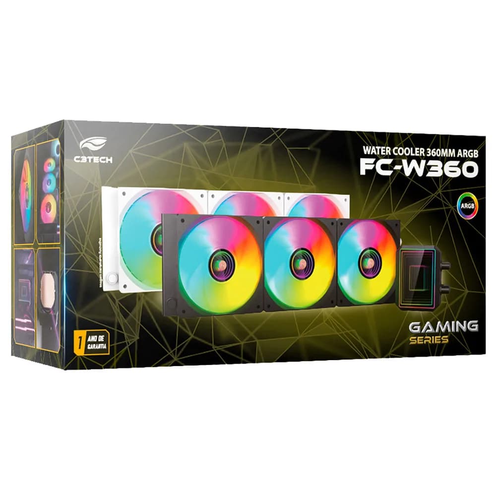 WATER COOLER C3TECH 360MM FC-W360WHV2 BRANCO ARGB
