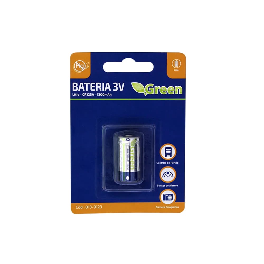 Bateria CR123 3V Lítio Green - 013-9123
