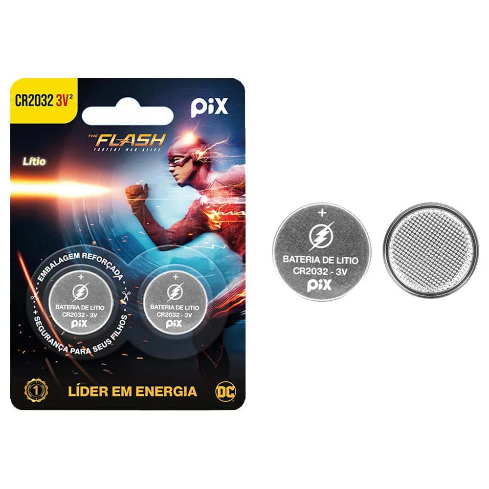 Bateria CR2032 3V Lítio Manganes Blister c/ 2 Peças PIX - 013-6032