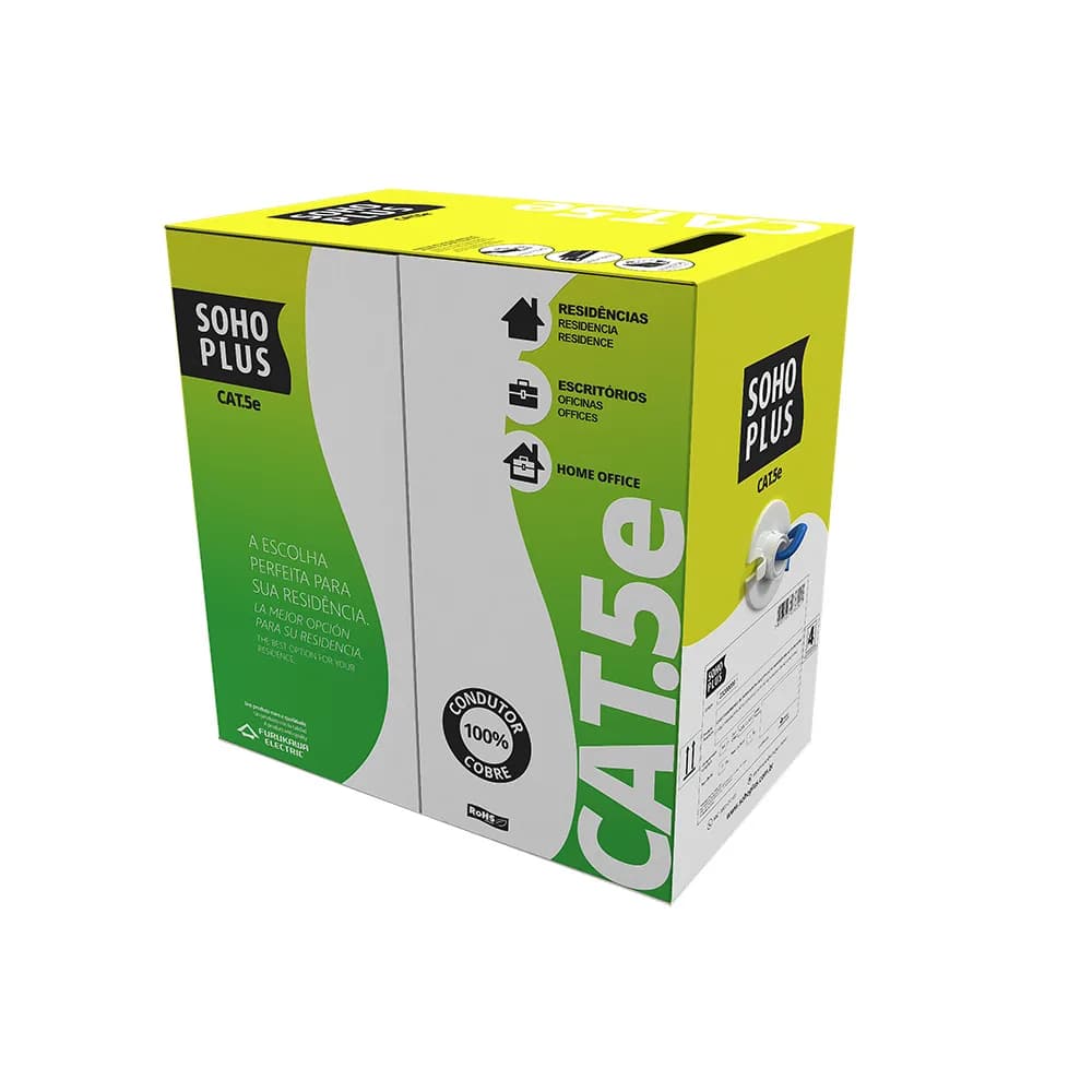 Cabo Rede LAN Furukawa Sohoplus CAT5E U/UTP CMX Azul Claro Certificado CX 305M